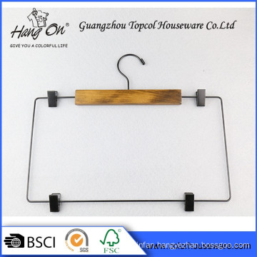 BSCI,SGS Certification Wooden Pants Hanger With Clips